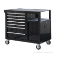 Schwarz glänzender Schubladen-Workstation-Rollenschrank 720 mm tief